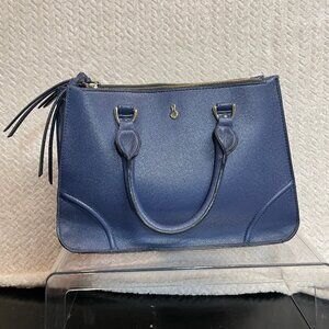 London Fog Navy Leather Handle Bag 3 Compartments‎